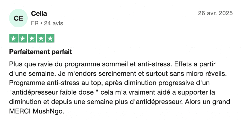 avis trustpilot mushngo sommeil et anti-stress