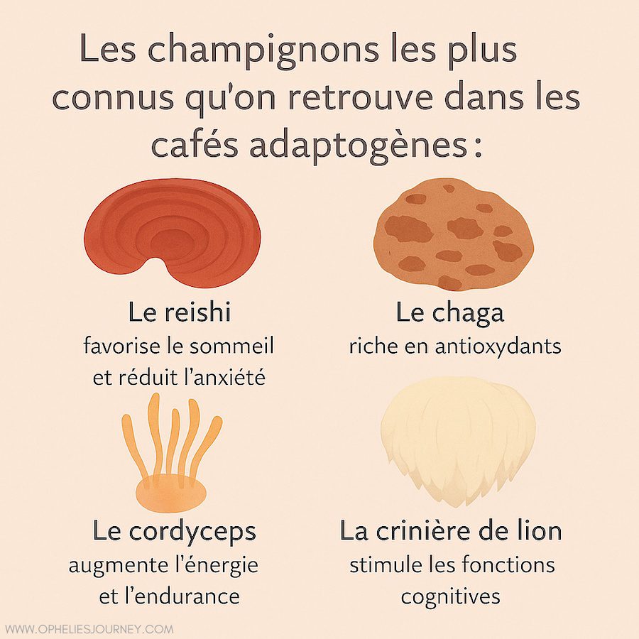 champignons utilisés cafés adaptogènes