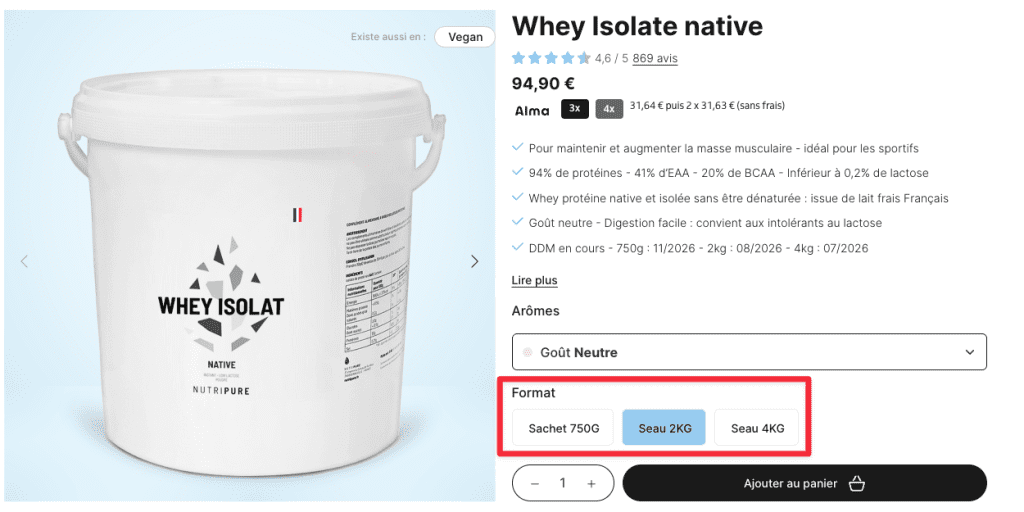 whey isolate nutripure seau 2kg