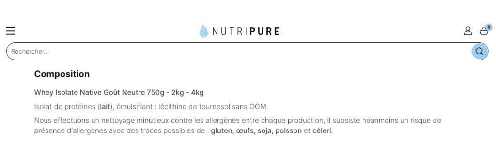 whey isolate nutripure composition