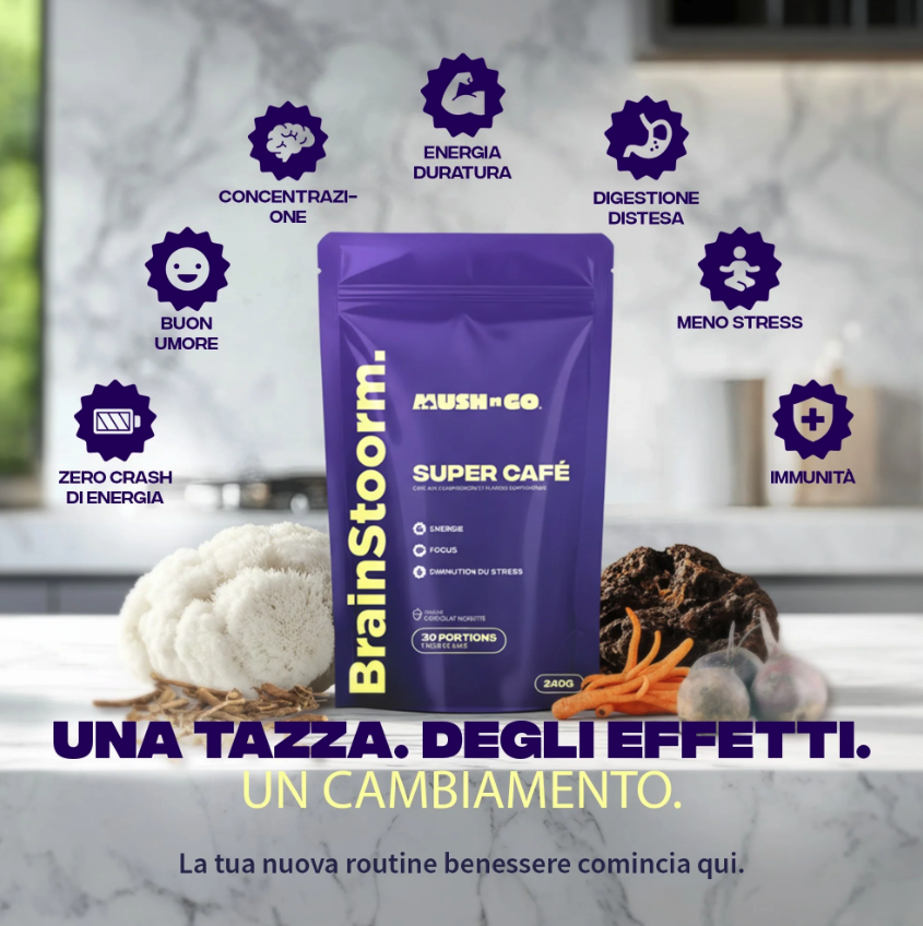 Brainstoorm Super Caffè ai Funghi Adattogeni Mush n Go